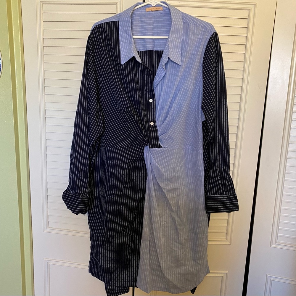 Gibson Latimer shirt dress 3x blue color block